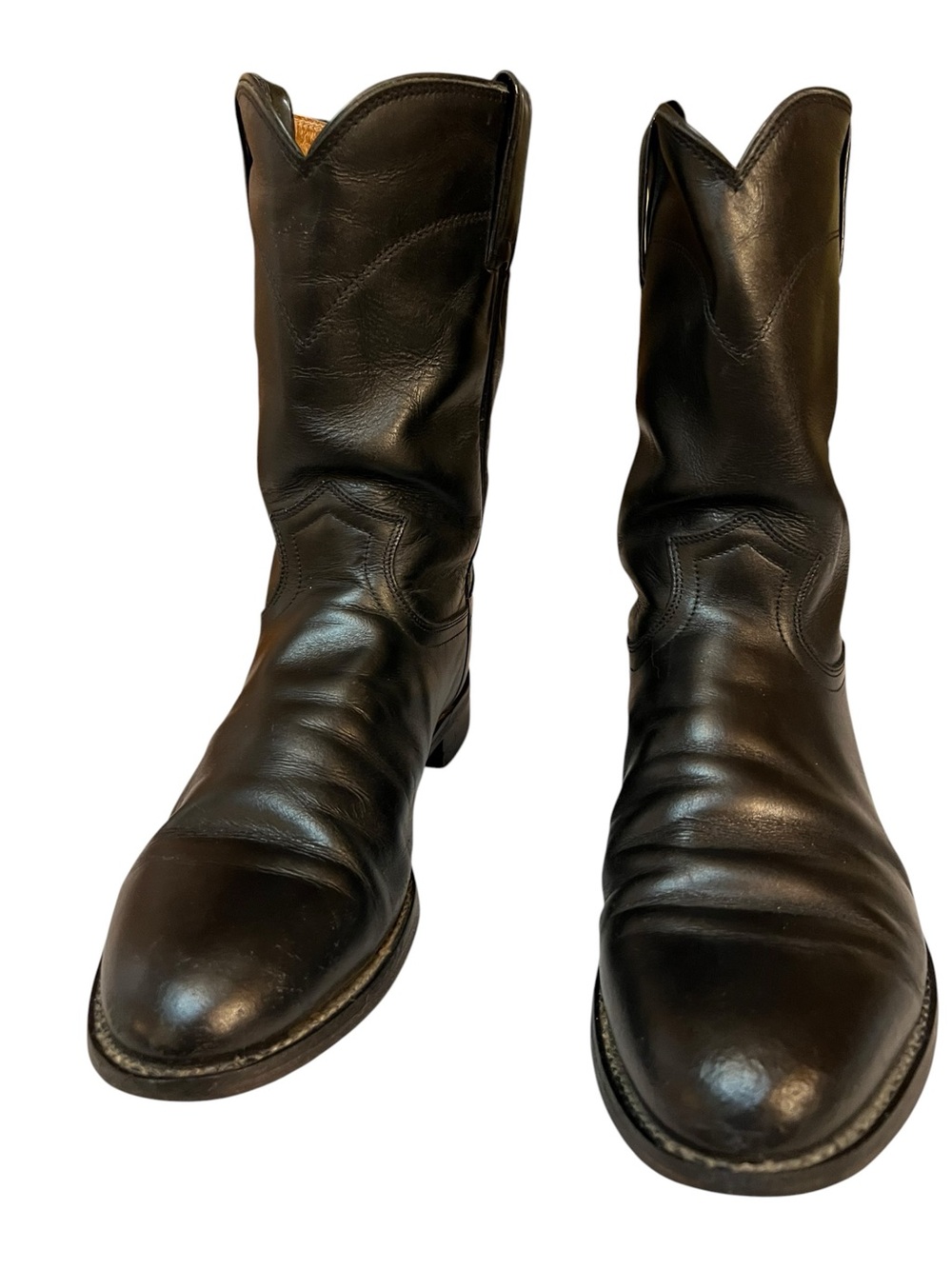 Justin Boots Black Leather Western Cowboy Boots